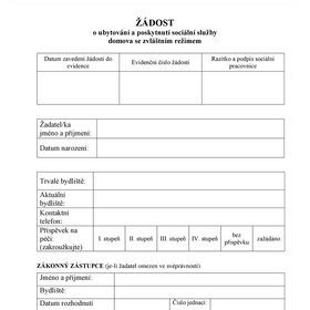 Žádost o ubytování a poskytnutí sociální služby