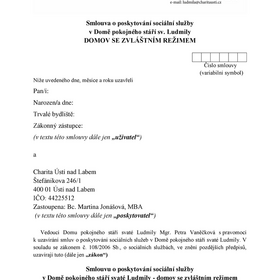 Smlouva - domov se zvláštním režimem